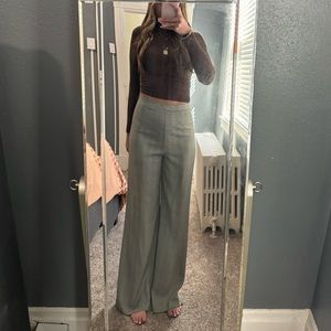 Wayf Plaid Wide Leg High Waisted Pants — Large